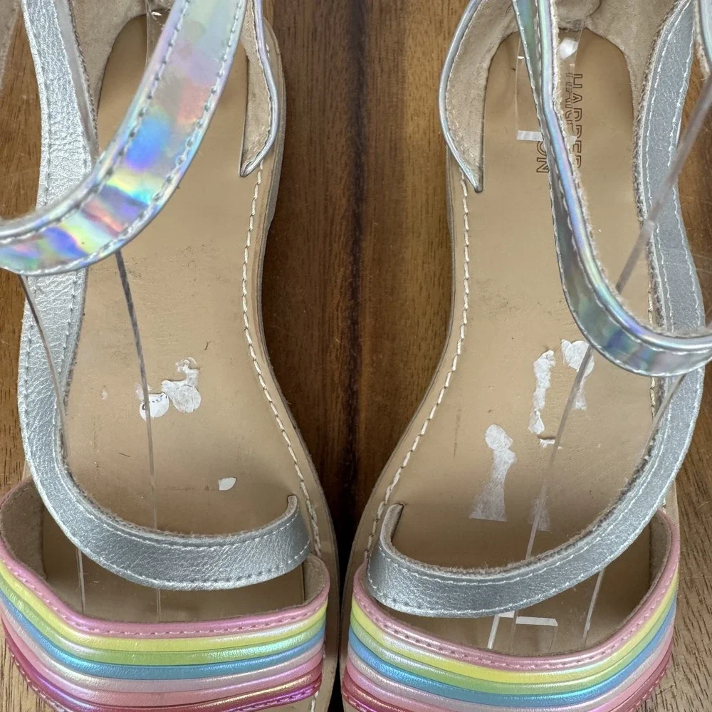 New‎ Big Kids Girls Harper Canyon Matilda Stappy Rainbow Silver Sandals Size 1 Y